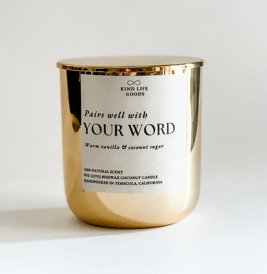 Custom Poured Word of the Year Candle